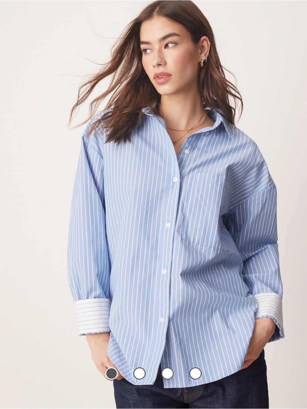 Abercrombie & Fitch Blue Pinstripe Cotton Button-Down Shirt